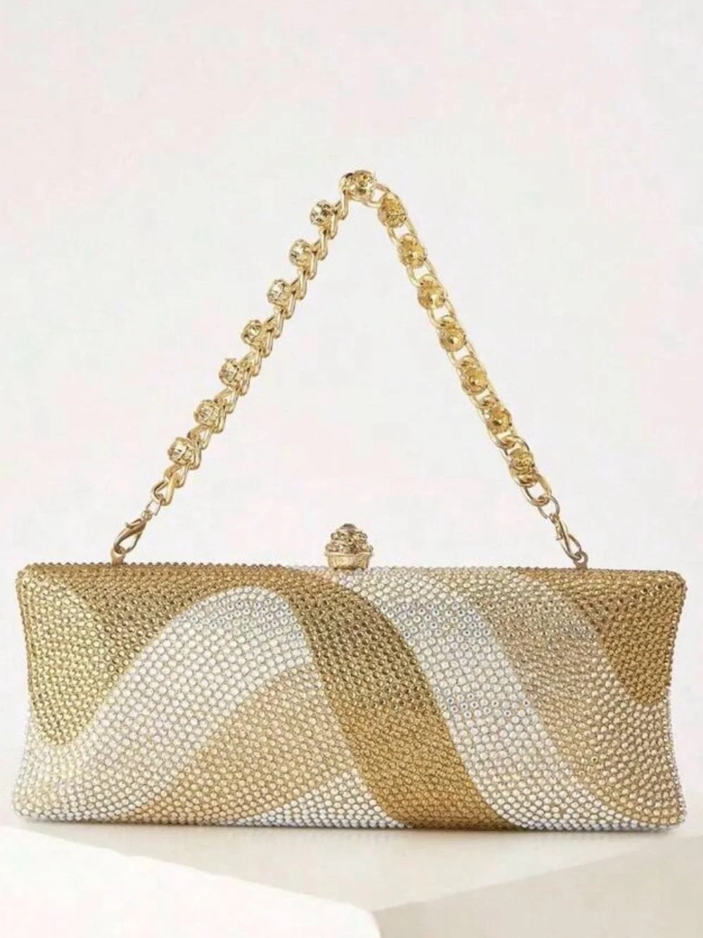 Gold Crystal Evening Clutch Handbag